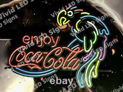 Enjoy Coca Cola Parrot Drink 24x20 Vivid LED Neon Sign Light Lamp With Dimmer