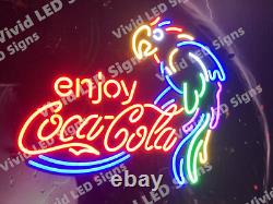 Enjoy Coca Cola Parrot Drink Vivid LED Neon Sign Light Lamp With Dimmer 24x20