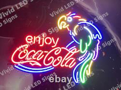 Enjoy Coca Cola Parrot Drink Vivid LED Neon Sign Light Lamp With Dimmer 24x20
