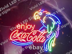 Enjoy Coca Cola Parrot Drink Vivid LED Neon Sign Light Lamp With Dimmer 24x20