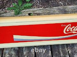Enjoy Coca-Cola Sign Panel Molded Plastic Vintage Unusual 10-5/8x68-1/2x2-3/4