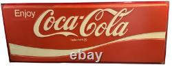 Enjoy Coca Cola Store Advertisement Embossed Wall Sign 29X73 Vintage 1970s