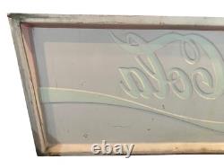 Enjoy Coca Cola Store Advertisement Embossed Wall Sign 29X73 Vintage 1970s