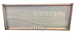 Enjoy Coca Cola Store Advertisement Embossed Wall Sign 29X73 Vintage 1970s
