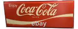 Enjoy Coca Cola Store Advertisement Embossed Wall Sign 29X73 Vintage 1970s