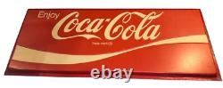 Enjoy Coca Cola Store Advertisement Embossed Wall Sign 29X73 Vintage 1970s