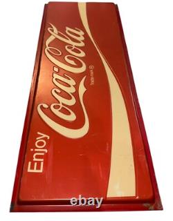 Enjoy Coca Cola Store Advertisement Embossed Wall Sign 29X73 Vintage 1970s