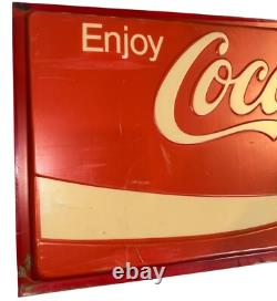 Enjoy Coca Cola Store Advertisement Embossed Wall Sign 29X73 Vintage 1970s