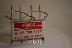 Enjoy Coca Cola While You Shop Painted Metal Shopping Cart Pop Bottle Caddy Sign