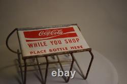 Enjoy Coca Cola While You Shop Painted Metal Shopping Cart Pop Bottle Caddy Sign