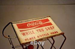 Enjoy Coca Cola While You Shop Painted Metal Shopping Cart Pop Bottle Caddy Sign