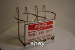 Enjoy Coca Cola While You Shop Painted Metal Shopping Cart Pop Bottle Caddy Sign