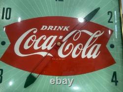 Excellent PAM Bubble Glass Coca-Cola Fish Tail Clock Soda Advertising Cola