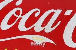 Exceptional Rare Original 1941 Canadian Porcelain Coca-Cola Door Kick-Plate Sign