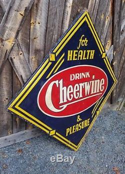 Extremely RARE 1942 Cheerwine Diamond Sign. Painted Metal. 45inx45in