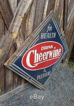 Extremely RARE 1948 Cheerwine Diamond Sign. Painted Metal. 45inx45in