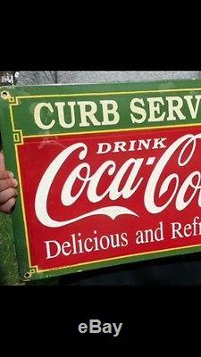 Extremely Rare All Original 1930-1940 Metal Tin Embossed Coca-Cola Sign- Large