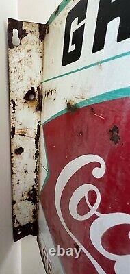 Flange Grocery Coca Cola Fishtail Painted Sign 18x15 Inch