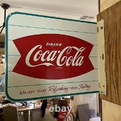 Flanged Original & Authentic''coca Cola'' Painted Sign 18x15 Inch Am 23 Mar