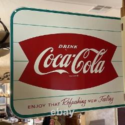 Flanged Original & Authentic''coca Cola'' Painted Sign 18x15 Inch Am 23 Mar