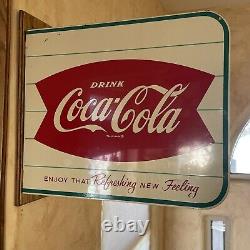 Flanged Original & Authentic''coca Cola'' Painted Sign 18x15 Inch Am 23 Mar