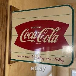 Flanged Original & Authentic''coca Cola'' Painted Sign 18x15 Inch Am 23 Mar