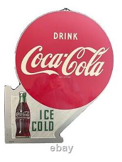 Flanged Original & Authentic''coca Cola'' Painted Sign 18x22.5 Inch A-m 9-57