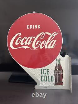 Flanged Original & Authentic''coca Cola'' Painted Sign 18x22.5 Inch A-m 9-57