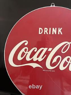 Flanged Original & Authentic''coca Cola'' Painted Sign 18x22.5 Inch A-m 9-57