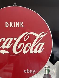 Flanged Original & Authentic''coca Cola'' Painted Sign 18x22.5 Inch A-m 9-57