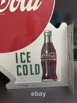 Flanged Original & Authentic''coca Cola'' Painted Sign 18x22.5 Inch A-m 9-57