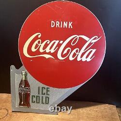 Flanged Original''coca Cola'' Painted Sign 18x22.5 Inch A-m 5-52 Tac Cert