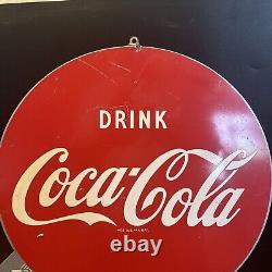 Flanged Original''coca Cola'' Painted Sign 18x22.5 Inch A-m 5-52 Tac Cert
