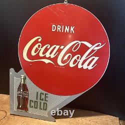 Flanged Original''coca Cola'' Painted Sign 18x22.5 Inch A-m 5-52 Tac Cert