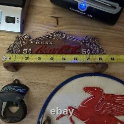 Ford Coca Cola Mobil Sign Set Lot Collector Gas Oil Plaque x5 Pieces Brass Metal