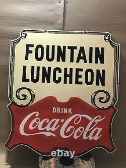 Fountain Luncheon Coca Cola Porcelain 42 X 37 3/4 In Double Side