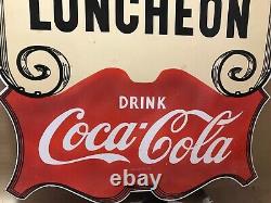 Fountain Luncheon Coca Cola Porcelain 42 X 37 3/4 In Double Side