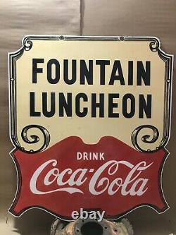 Fountain Luncheon Coca Cola Porcelain 42 X 37 3/4 In Double Side