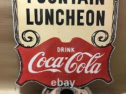 Fountain Luncheon Coca Cola Porcelain 42 X 37 3/4 In Double Side