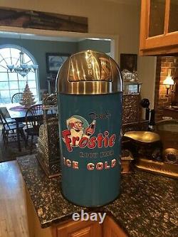 Frosty Root Beer ICE COLD Trash Can SS TOP VERY NICE! 12 Gal. 29 Tall