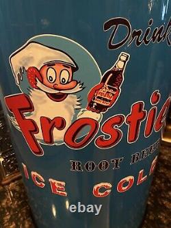 Frosty Root Beer ICE COLD Trash Can SS TOP VERY NICE! 12 Gal. 29 Tall