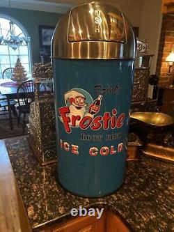 Frosty Root Beer ICE COLD Trash Can SS TOP VERY NICE! 12 Gal. 29 Tall