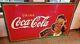 Gorgeous 1940 Coca Cola 56 x 33 sign pretty girl w Coke soda bottle gas oil