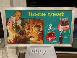 Gorgeous 1950 Coca Cola Cardboard with Original Frame DOUBLE SIDED. NEAR MINT