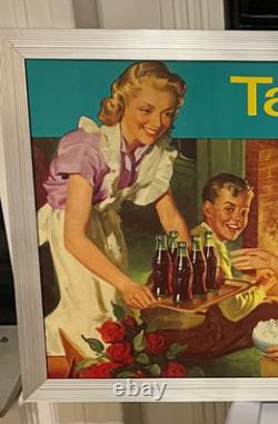 Gorgeous 1950 Coca Cola Cardboard with Original Frame DOUBLE SIDED. NEAR MINT