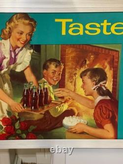 Gorgeous 1950 Coca Cola Cardboard with Original Frame DOUBLE SIDED. NEAR MINT