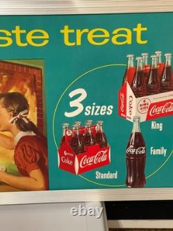 Gorgeous 1950 Coca Cola Cardboard with Original Frame DOUBLE SIDED. NEAR MINT