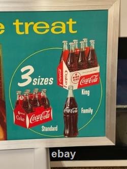 Gorgeous 1950 Coca Cola Cardboard with Original Frame DOUBLE SIDED. NEAR MINT