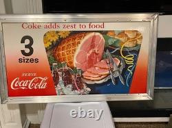Gorgeous 1950 Coca Cola Cardboard with Original Frame DOUBLE SIDED. NEAR MINT