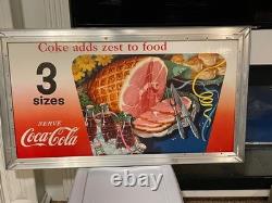 Gorgeous 1950 Coca Cola Cardboard with Original Frame DOUBLE SIDED. NEAR MINT